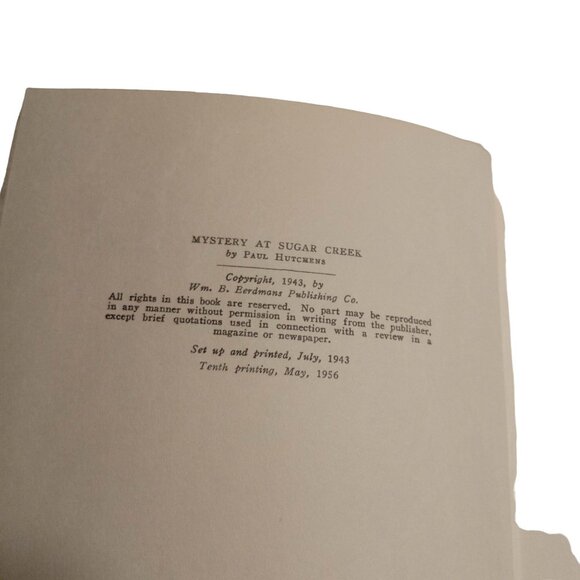 Mystery at Sugar Creek Paul Hutchens 1956 Eerdmans HB 7th YA Fiction Vintage - Picture 14 of 16